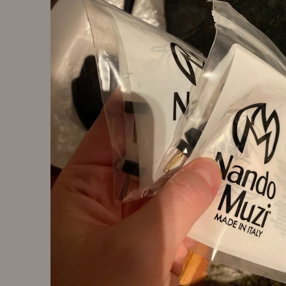 New Nando Muzi Suede Lace Heels Open Toe Boots, 9 - Picture 12 of 13